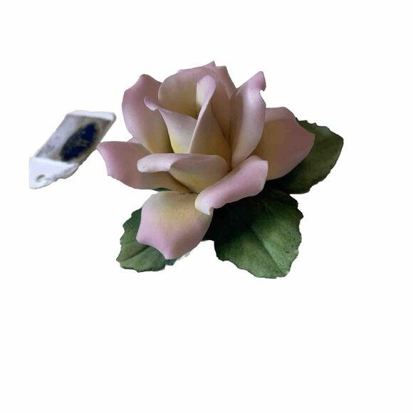 Capodimonte Vintage Porcelain Pink and White Flower Italy Crown Stamp With Tag - Picture 3 of 8